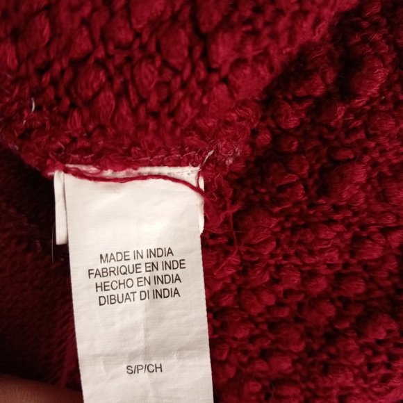 Lucky Brand Small Cardigan Waterfall Open Front Drape Pockets Red - Picture 9 of 11